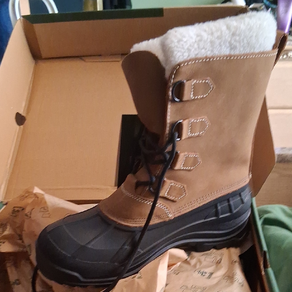 Kamik Tan and Black Rain & Snow Boots